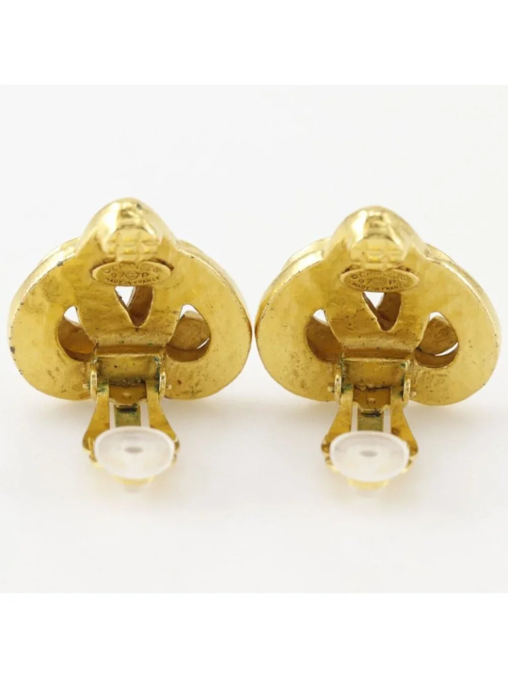 Chanel CC Logo Vintage Gold Plated Earrings